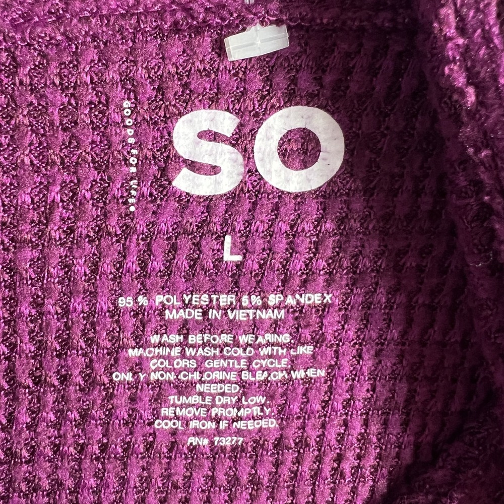 SO Women's Magenta Waffle Knit Hoodie Sweatshirt Pullover Size Large NWT - Picture 3 of 4